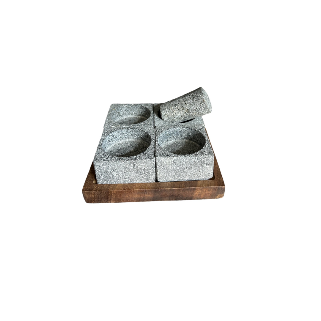 Juego de Molcajetes 4 en uno de Piedra Volcánica