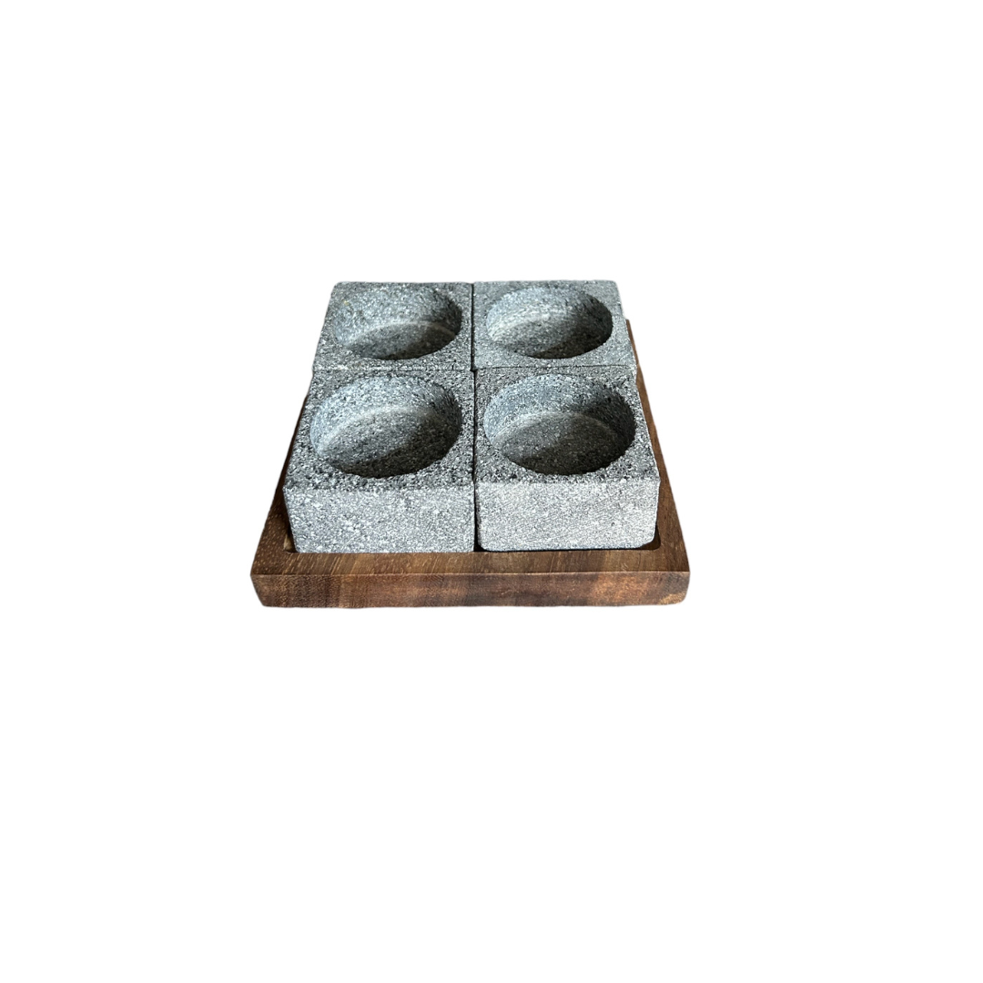 Juego de Molcajetes 4 en uno de Piedra Volcánica