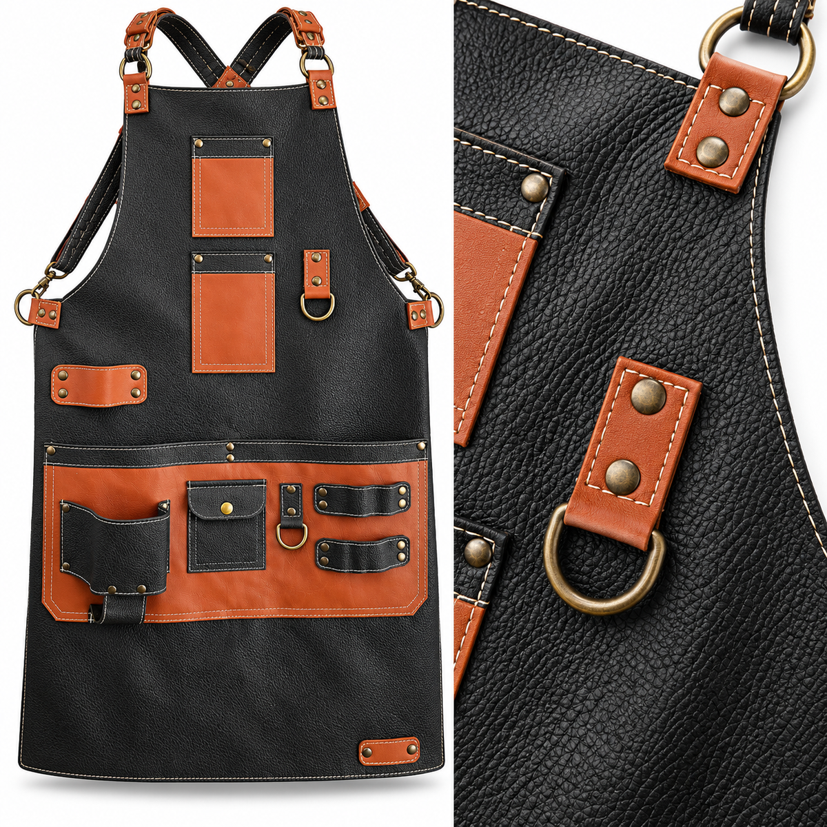 Mandil Cuero Natural | Artisan Utility Black Cognac