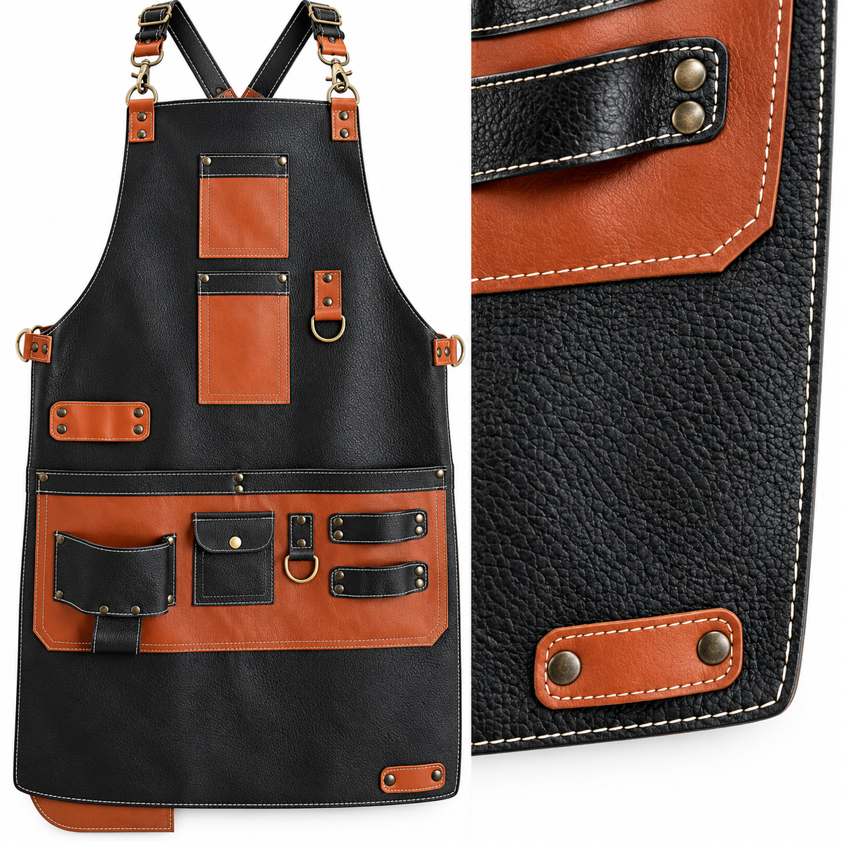 Mandil Cuero Natural | Artisan Utility Black Cognac
