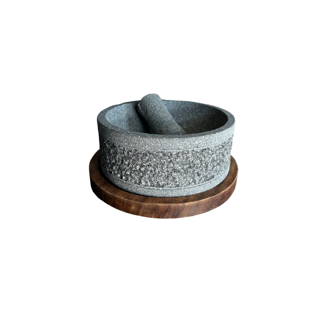 Molcajete piedra volcánica Tres Piedras, redondo de 13 cm de ancho,  Artesanía Mexicana hecho a mano : .com.mx: Productos Handmade